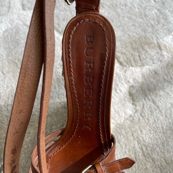 Burberry brown leather ankle wrap wedge heel - Picture 2 of 5
